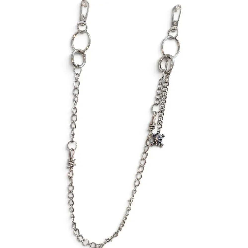 HARLEY DAVIDSON Barbed Wire Link Wallet Pants Chain with Willie G Skull Charm